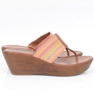 Contesa Women's 8.5 Colorful Platform Wedge Thong Sandals Summer Vacation Resort